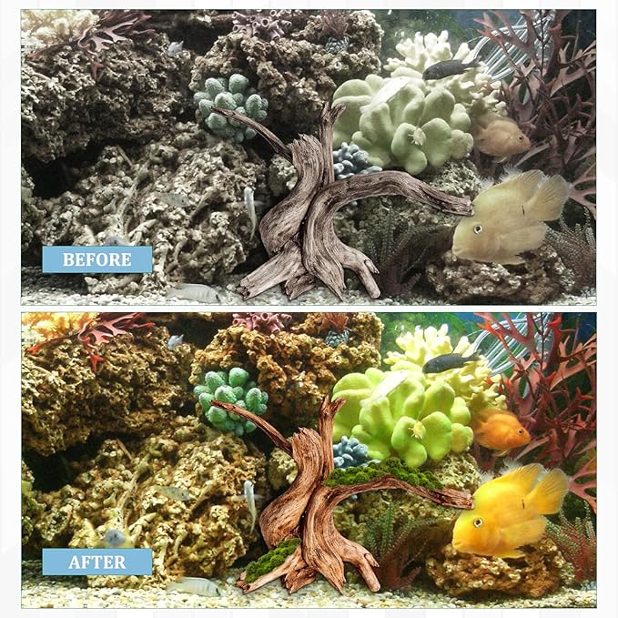 CZFSWT 2Pcs Driftwood for Aquarium, 3.93-5.9" Driftwood Decor, Drift Wood for Fishtank Suitable for Fish Tank Decorations and Reptile Habitats