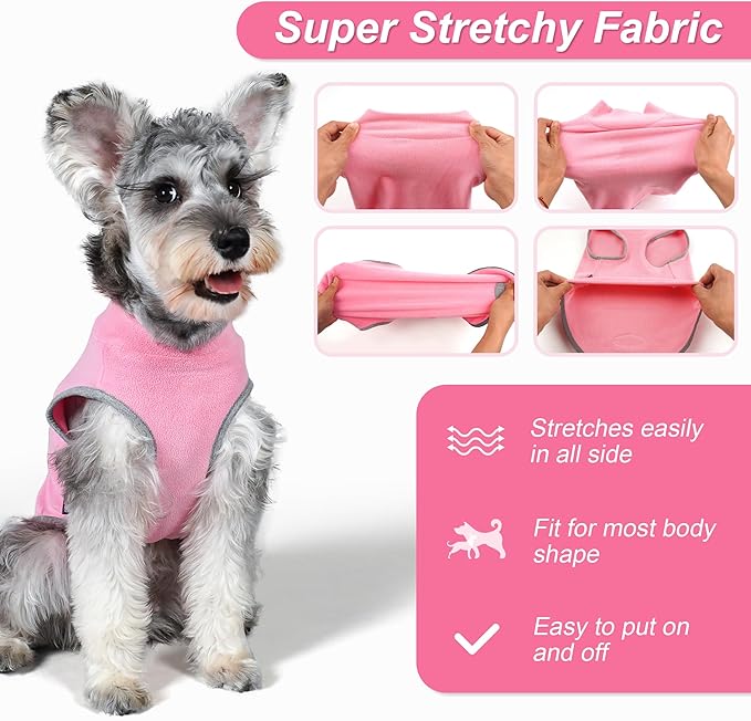 cyeollo 2 Pack Fleece Dog Sweater Vest Dog Sweatshirt Reflective Lightweight Pet Clothes for Medium Large Dogs Girl Pet Apparel, Pink & Fuschia XXL