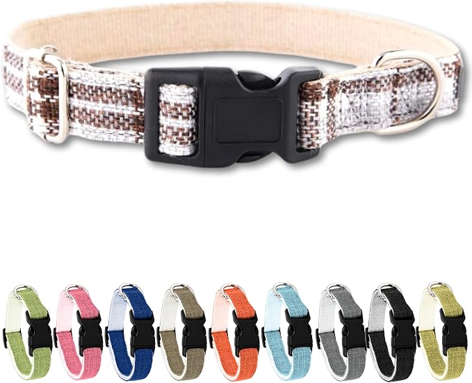Hypoallergenic Dog Collar - Great for Sensitive Skin, Soft Collar for Dogs, Soft Organic & Earth Friendly (Small, Grey Plaid)