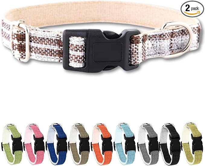 Hypoallergenic Dog Collar - Great for Sensitive Skin, Soft Collar for Dogs, Soft Organic & Earth Friendly (Medium, Grey Plaid)