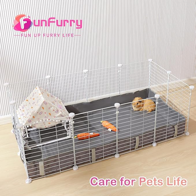 FunFurry Waterproof Guinea Pig Cage Liner,Washable Tarp Bottom Base,Cage Liners for Small Animals,Hamster Chinchilla Hedgehog Ferret Rabbit. (Dark Grey-Paw, 24" X 36")