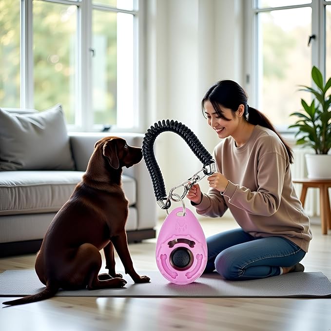 1pc Pink Clicker Easy to Use with Button Dog Training Accessories Strong and Long-Lasting,Training and Behavior Aids