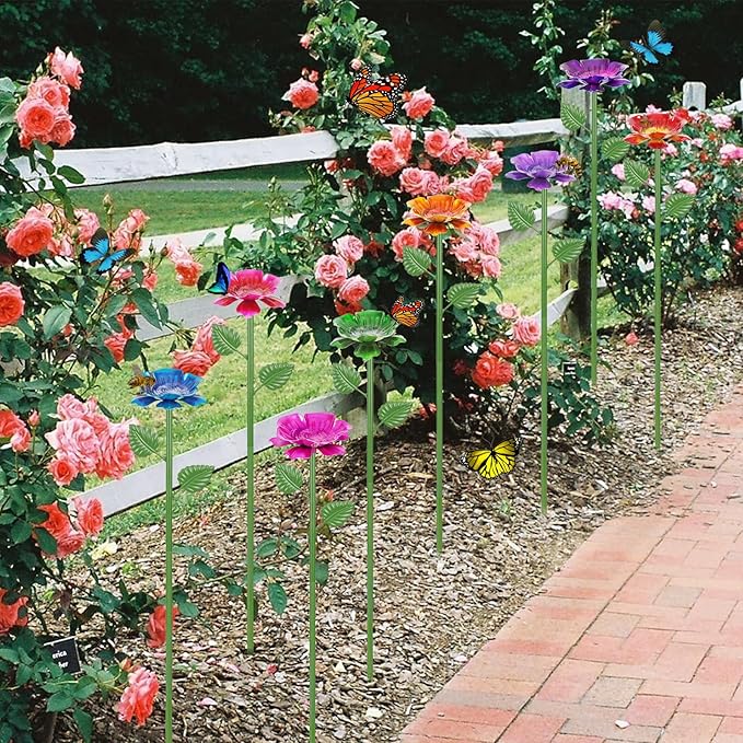 8 Pack Bee Watering Station - Flowers Butterfly Feeder, Bee Water Feeders for Outside, Metal Garden Decor, Bee Baths for Garden Yard Patio