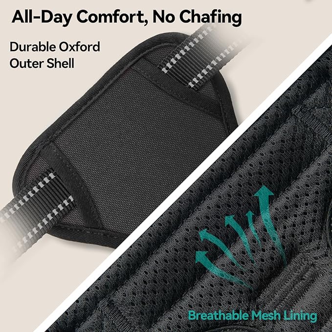 PHOEPET Reflective Dog Harness No Pull Large Breed Vest with 2 Metal Leash Attachment Hooks(XL, Black)