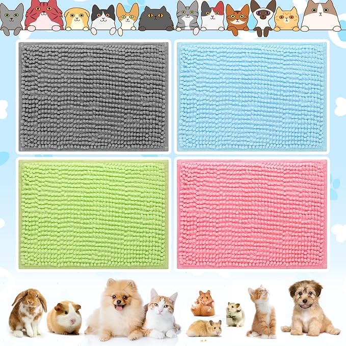 8 PCS Guinea Pig Cage Liner 16x12 Inch Washable Fleece Blanket Rabbit Bedding Mats,Rabbit Reusable Bedding for Small Animal Pee Pads(Gray Green Pink Blue)