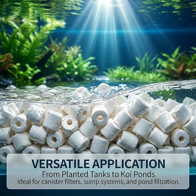 Sukh 30oz Ceramic Rings for Aquarium Filter - Bio Media with 6 Mesh Bags | Porous Filter Media for Fish Tank, Pond, Canister Filters, Betta Tank Accessories, Freshwater Saltwater Setup & Water Flow