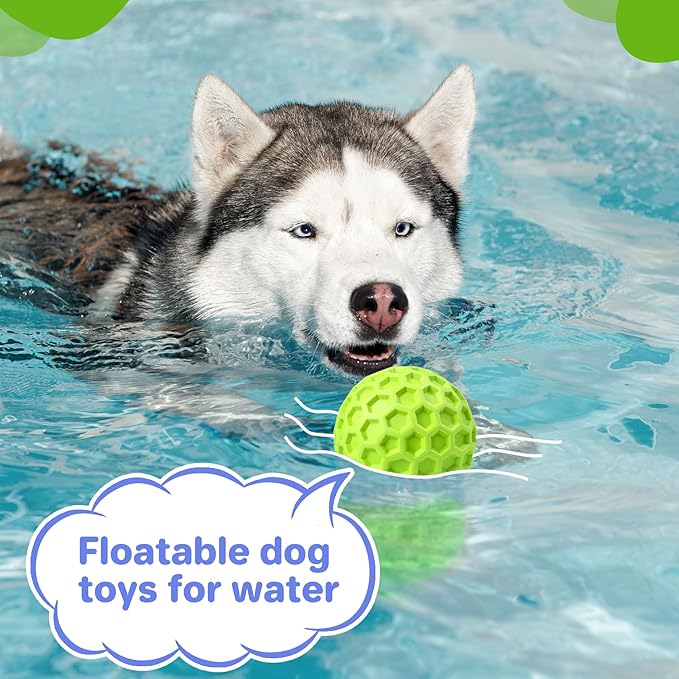 DISSKNIC Indestructible Squeaky Dog Balls, Interactive Dog Toys for Aggressive Chewers Large Breed for Relieving Anxiety, Dog Chew Toys Balls for Aggressive Chewers, Outdoor Dog Toys Dog Water Toys