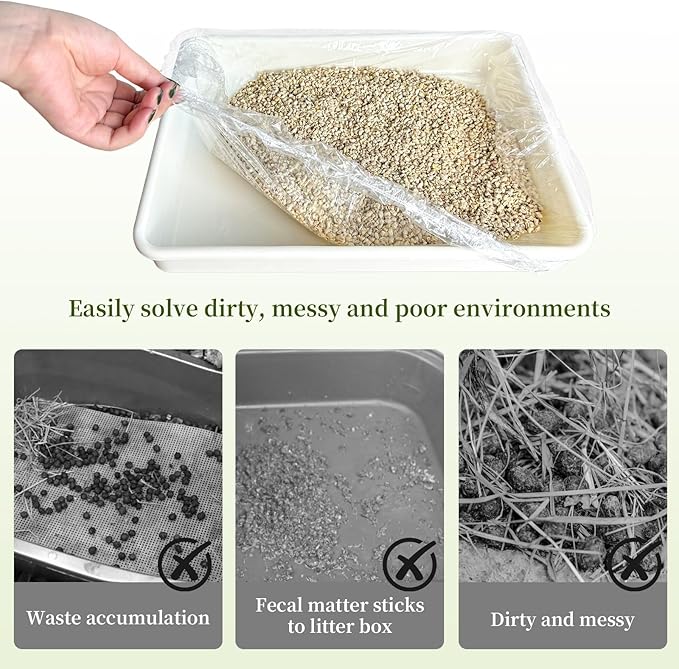 upcessory Disposable 50 pcs Small Animal Cage Liners, Rabbit Tray Film Liner Bunny Litter Pan Bags Guinea Pig Cage Toilet Plastic Film for Bird Hamster Chinchilla Hedgehog