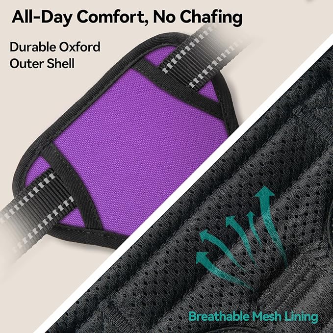 PHOEPET No Pull Dog Harnesses for Small Puppies Reflective Adjustable Front Clip Vest with 2 Metal Leash Attachment Hooks Soft Handle(XS, Purple)
