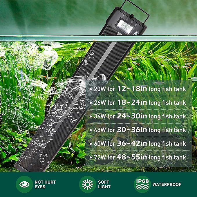 hygger Aquarium Programmable LED Light, for 30~36in Long Full Spectrum Plant Fish Tank Light with LCD Setting Display, 7 Colors, Sunrise Sunset Moon and DIY Mode, for Novices Advanced Players