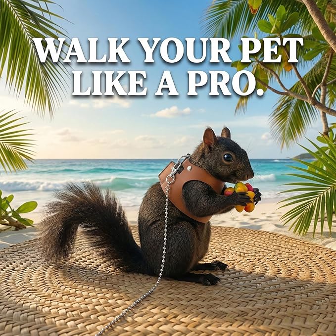 3 Pack Bearded Dragon Leash and Harness Set Adjustable Soft Leather Small Animal Harness Leash Traction Rope for Small Pet Walk Jogging Bearded Dragon Reptile Squirrel Rat