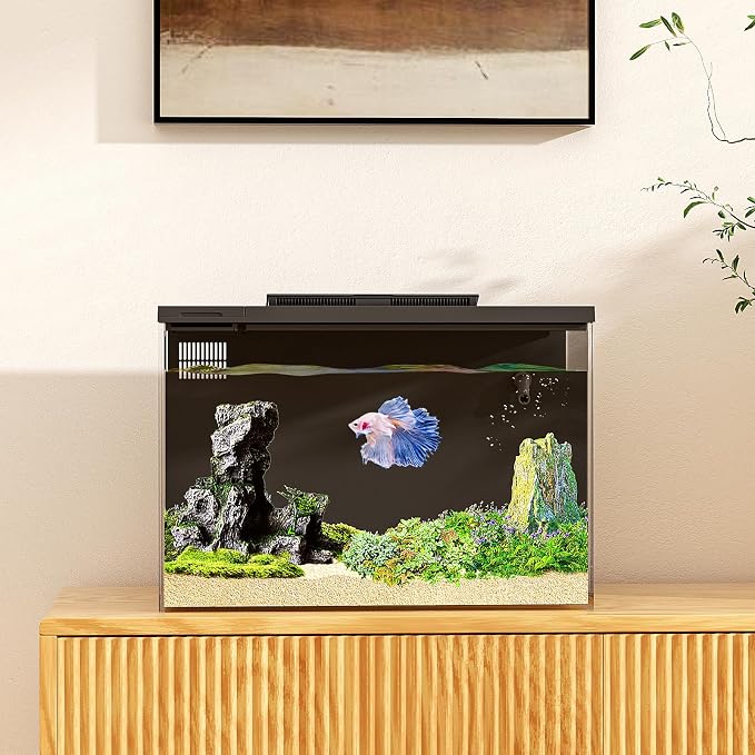 ERAARK 4 Gallon Betta Fish Tank,Smart APP Control Aquarium with Filter,Light,Water Pump,Self Cleaning