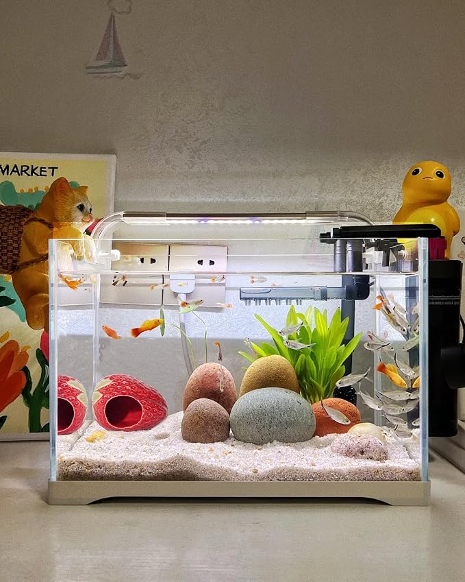 Ceramic Aquarium Decor Cute Red Strawberry Betta Fish Tank Cave | Smooth-Surface Safe for Fish Hiding & Breeding, Easy-Clean, No Assembly, for Play & Rest,Fits 2.5-5 Gallon Fish Tanks
