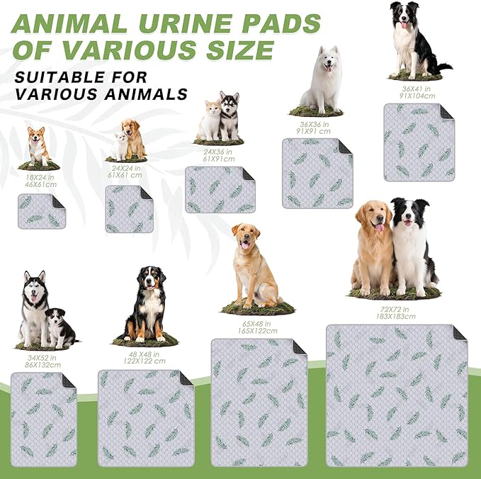 WanpeeGoo Washable Pee Pads for Dogs, 2Pack Reusable Puppy Pads, Super Absorbent & Leakproof Dog Pads, Anti-Slip Dog Pee Pads for Puppy Training & Incontinence, Leaf Pattern 24"x48"
