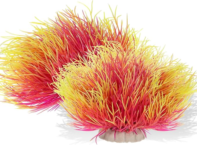 2pcs Aquarium Plants Decorations Artificial Fish Tank Plants Plastic Fish Tank Accessories Green Natural Style Aquarium Plant (Pale Yellow)