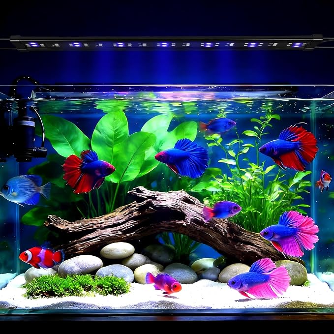 LED Aquarium Light, Full Spectrum Fish Tank Light with 9 Light Modes, Adjustable Timer/Brightness, 24/7 Mode Cycle Timer, Extendable Brackets for 12-22 Inch Freshwater/Saltwater Tank