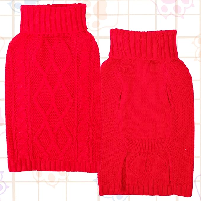 Dog Sweaters for Small Dogs Red Dog Christmas Sweater Winter Doggy Clothes Turtleneck Puppy Sweater Warm Pet Clothes Knitted Solid Cat Dogie Outfit XS~L(Red,XS)