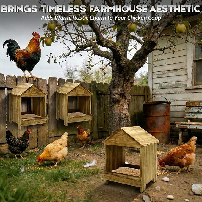 Gold Standard Chicken Nesting Box for Laying Eggs, 3 Pack Wooden Nesting Box for Chickens, Farm House Series Laying Boxes for Hens, Ducks and Birds