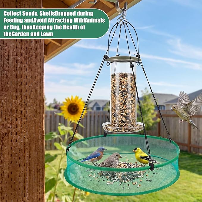 3 Pcs Bird Seed Catcher Tray for Outdoor Feeders 20" Diameter x 4" High Hanging Bird Feeder Trays to Catch Seed Catcher Spill Guard Platform Outdoor Garden Accessories(Green)