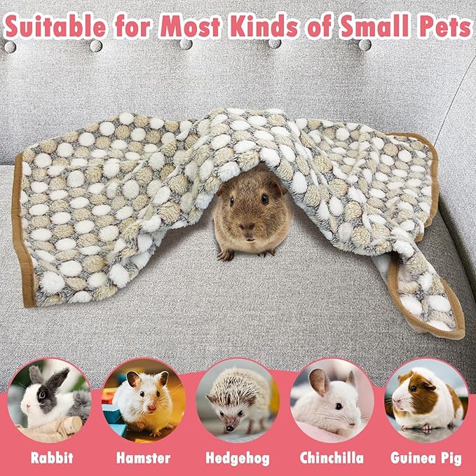 PINVNBY 6 PCS Guinea Pig Blankets Soft Fleece Bedding for Guinea Pigs Cage Washable & Reusable Small Animal Sleep Mat Pad for Hamster Ferret Chinchilla Hedgehog (24 x 16 Inch)