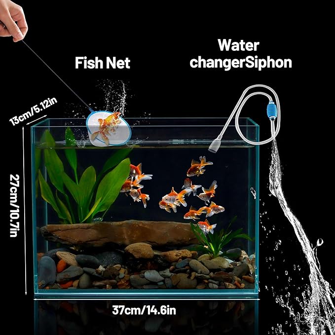 Ultra Clear Glass Fish Tank 3.5 Gallon, 5mm Thickened Rimless Aquarium Tank Low Iron, Nano Aquarium for Betta Gold Fish Shrimp,14.5”L x 5.1”W x 10.6”H