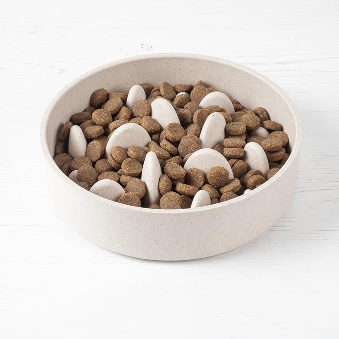 Fuzzl Titan Bamboo Slow Feeder Dog Bowl Large with Ultra Grip Rubber Base Pet Bowl 8 Inch