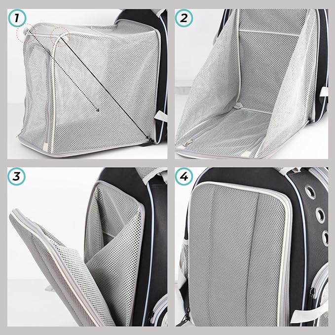 Lollimeow Expandable Cat Backpack Carrier for Large Cats & Small Dogs - Airline Approved Pet Bubble Backpack with Dual-Side Expansion, Perfect for Travel, Hiking & Outdoor Adventures, Up to 16lbs