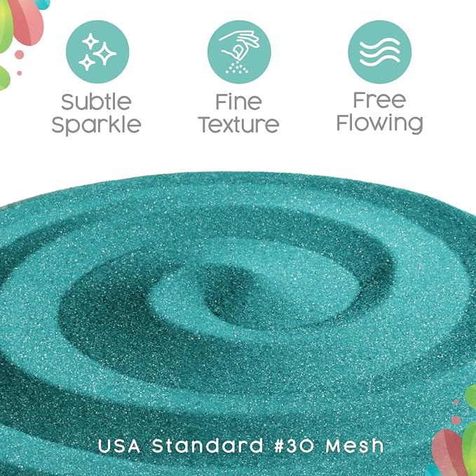 Pool Blue Unity Sand, 1 LB (16 oz), Teal Colored for Weddings, Vase Filler, Home Décor, Crafts, Terrariums, and More