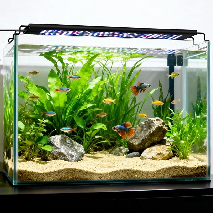hygger 28W Aquarium Light, 24/7 & DIY Mode Fish Tank Light with Timer, IP68 Waterproof Full Spectrum, 8 Colors, 10 Brightness Day & Night Cycle Memory Function for 24-29 Inch Tank
