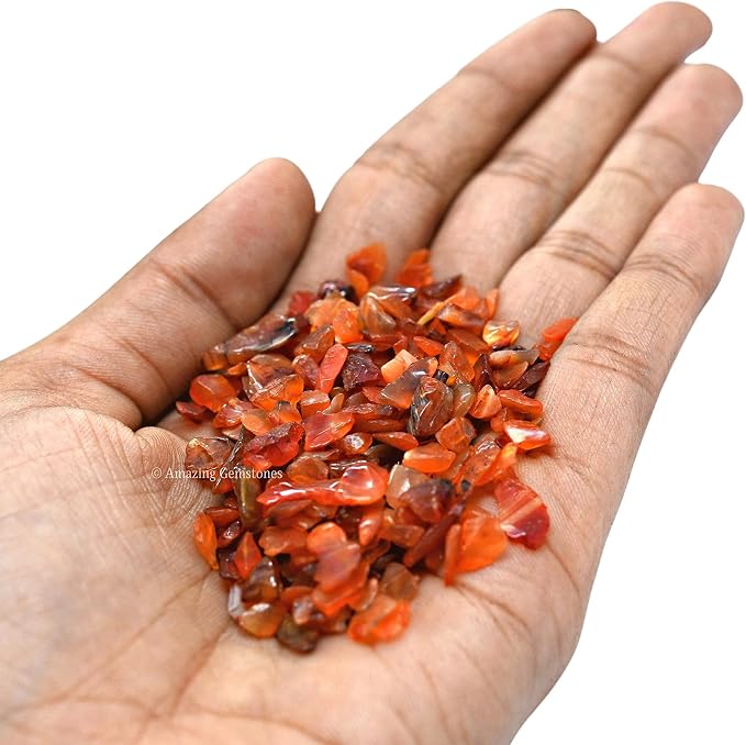 Amazing Gemstone Carnelian Crystal Chips Aquarium Gravel Rocks - Carnelian Chips Bulk Fish Tank Gravel, Small Tumbled Stones and Tiny Crystals for Decoration (Natural AAA Grade Gemstones)