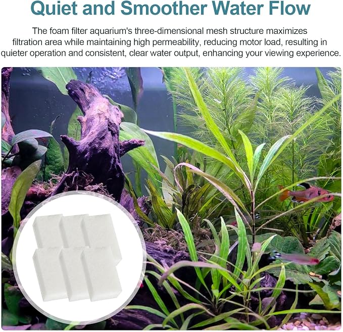 6 Pack Sponge Filter Pad Replacement for AquaClear 70, Foam Filter Inserts for Aquarium, Fish Filter Sponge for 70 Gallon Tank