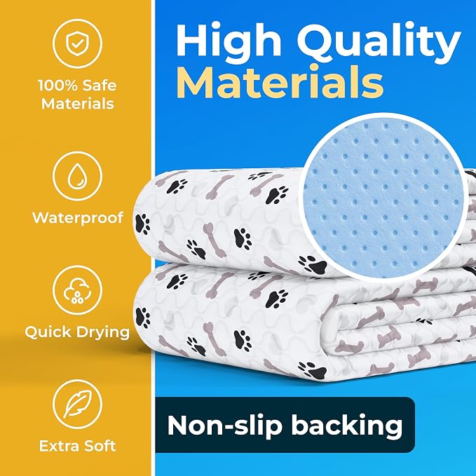 GREEN LIFESTYLE Washable Pee Pads for Dogs - Waterproof Reusable Puppy Pads with Anti-Slip Backing, Pet Training Pad for Puppy Playpen, Crate, Whelping Box, Potty Training (Pack of 2-18x24)