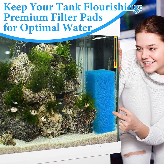 Threlaco 6 Pack Foam Filters Compatible with AquaClear 110 Power Filter, Aqua Clear A623 Aquarium Filter, Foam Insert Sponge Pads for Use in Freshwater & Saltwater Aquarium (Blue)