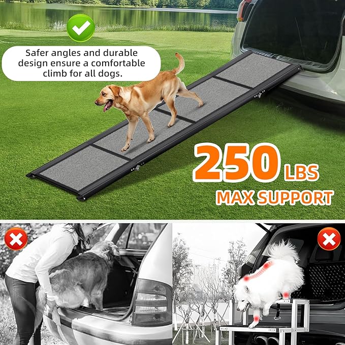Dog Ramp for Car ๐๐โ๐ฑ๐๐โ Large Folding Pet Stair Ramps for Truck, SUV, with Non-Slip Surface, Up to 250LBS, Outdoor Dog Car Ramp for Medium & Large Dogs, Portable Pet Steps