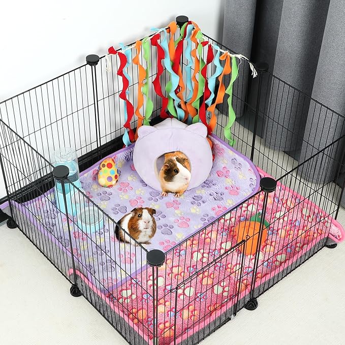 YUEPET Waterproof Guinea Pig Blankets Washable 6 Pack Small Animal Fleece Cage Liners Pet Soft Sleep Mat Pad Cover Warm Flannel Throw for Hamster Guinea Pig Rabbit Chinchilla Hedgehog Ferret 30"×16"