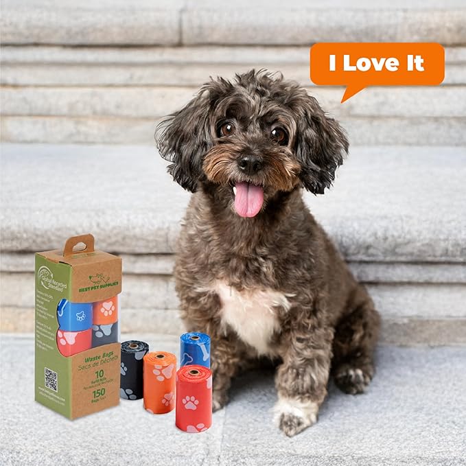 Best Pet Supplies Dog Poop Bags for Waste Refuse Cleanup, Doggy Roll Replacements for Outdoor Puppy Walking and Travel, Leak Proof and Tear Resistant, Thick Plastic - Assorted (Scented), 150 Bags