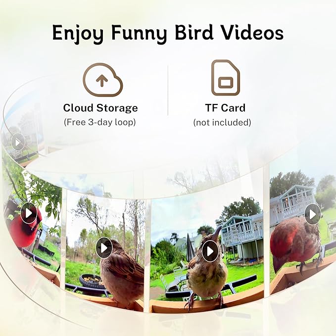 TT Nature Bird Feeder with Camera, Upgraded 1.5L Smart Bird Feeder with AI Identify for 10000+, Auto Capture & Real-time Notifications, Ideal Gift for Christmas (Wooden Roof)