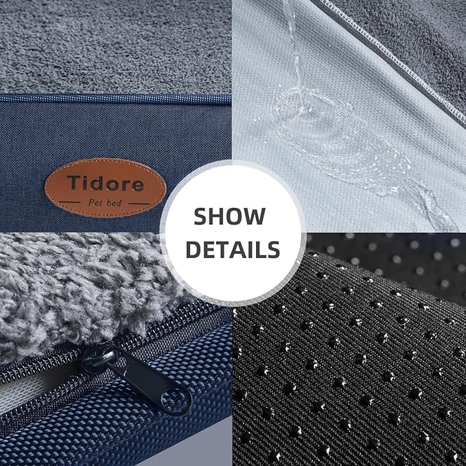 Tidore Orthopedic Dog Beds for Small Dogs, Durable Egg Crate Foam Sofa Dog Bed wit Washable Removable Cover, Waterproof Lining, Pet Bed for Medium Dogs, Dark Grey