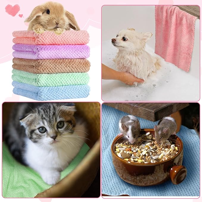 Reginary 10 Pcs Guinea Pigs Blankets Hamster Fleece Cage Liners Coral Fleece Quick Dry Soft Blankets Bedding Guinea Pig Accessories for Cat(18 x 24 Inch,Colorful)