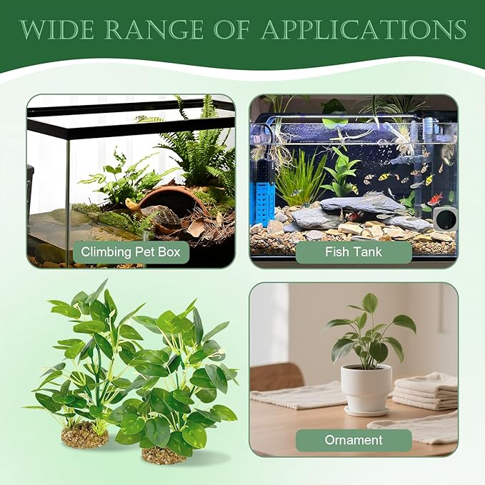 Silk Aquarium Plants (2-Pack) 9.8 Inch Artificial Plastic Fish Fish Habitat Decor, Small to Moderate Size Aquarium Decorations, Safe Green Plants for Freshwater Tanks