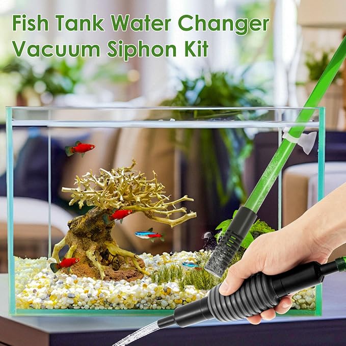 PVC Aquarium Water Changer Kit, Fish Tank Vacuum Cleaneraccurate Control Aquarium Siphon Gravel Cleaner, Efficient Drainage for Water Changing Sand Washing and Maintenance