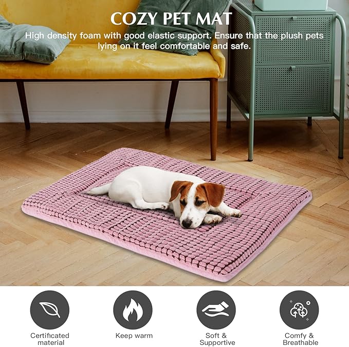 BVAGSS Reversible Dog Crate Pad, Memory Foam Pet Bed Mat, Soft Warm Machine Washable Sleeping Kennel Mattress for Small Medium Dogs XH079 (36''x23''x1.6'',Pink)