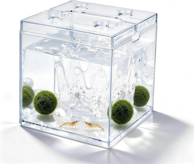 Mini Betta Fish Tank, 0.2 Gallon Stackable Small Fish Bowl for Desktop Decoration