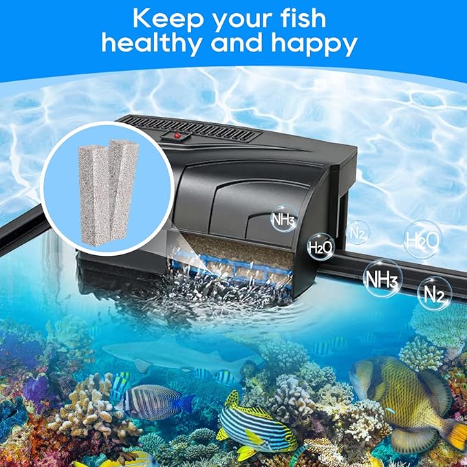 12PCS Ammonia Reducer Filter Pads Compatible with Aqueon Quietflow 30 & 50, Sponge Filters for Aqueon Replacement Filter Cartridges Large, LED PRO Aquarium Fish Tank Power Filter