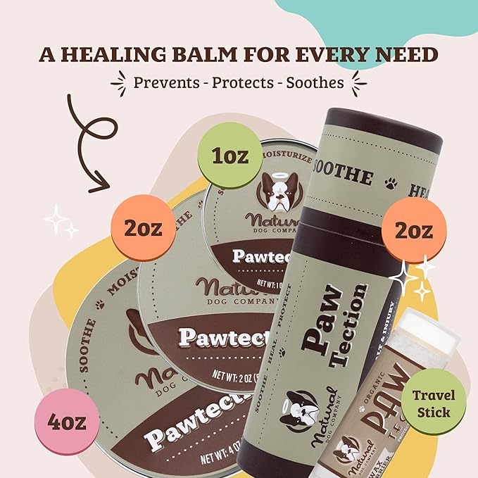 Natural Dog Company Pawtection Balm for Hot Pavement, Dry Cracked Dog Paws, and Rough Terrain - Safe, Non-Toxic, and Lick Safe - Protects Paws Natural Ingredients, Lick-Safe, 2 oz Stick