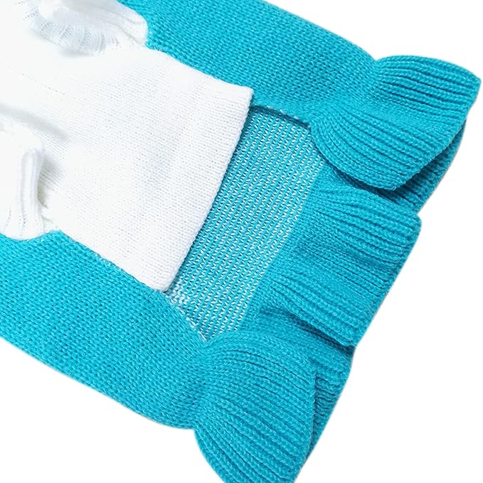 CHBORCHICEN Pet Dog Sweaters Classic Knitwear Turtleneck Winter Warm Puppy Clothing Cute Strawberry and Heart Doggie Sweater (XXS, Dress-Sky Blue)