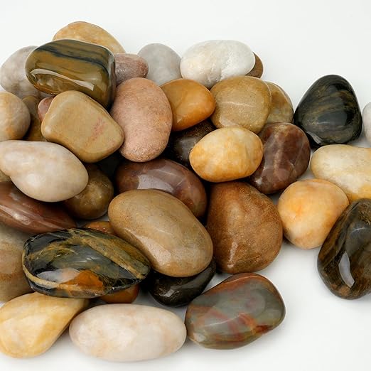 NUPICK 45lb Mix River Rocks for Outdoor Landscaping, 1-2 Inch Pebbles for Indoor Plants, Natural Polished Aquarium Gravel, Decorative Rocks for Succulent, Garden, Vases Fillers, Bird Baths