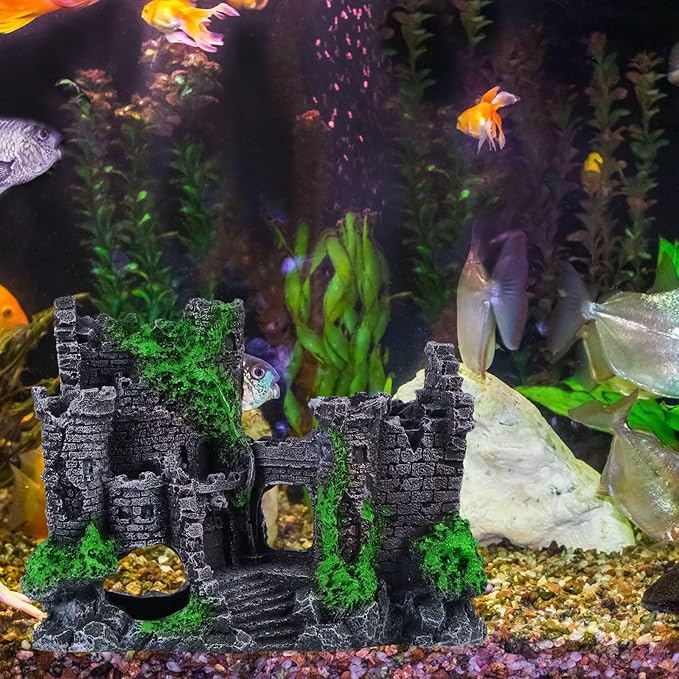 Saim Large Resin Aquarium Castle Decor Vintage Fish Tank Supplies Accessories for Fish Hideout, Breeding Cave, Play & Rest