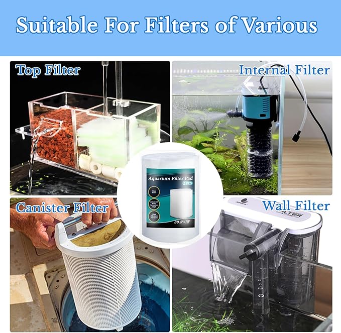 MAQIHAN Aquarium Filter Pad – Aquarium Filter Media 39.4 x 11.8in Aquarium Filter Floss for Freshwater & Saltwater Fish Tanks, Ponds, Turtle, Water Polishing Pad for Clear Water