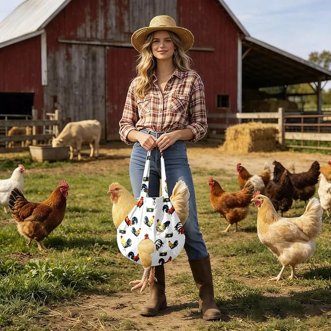 Chicken Carrier Sling Holder Bag with Handle, Driving Poultry Carriers Handbag for Farm Owners and Pet Lover Chicken Holder Poultry Travel (Whtie#D)